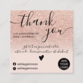 Chic roos Gold glitter blush roze order bedankt Vierkante Visitekaartje (Voorkant)