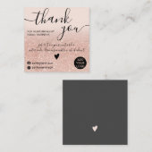 Chic roos Gold glitter blush roze order bedankt Vierkante Visitekaartje (Voorkant / Achterkant)