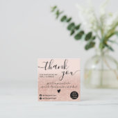 Chic roos Gold glitter blush roze order bedankt Vierkante Visitekaartje (Staand voorkant)