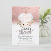 Chic Roos Gold Glitter Bokeh, pompoen Baby shower Kaart (Staand voorkant)
