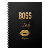 Chic Roos Gold Glitter BOSS Lady Typografie Notitieboek (Voorkant)