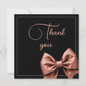 Chic Roos Gold Glitter Bow Sweet 16 Verjaardag Bedankkaart (Voorkant)