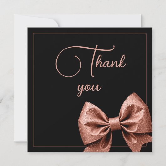 Chic Roos Gold Glitter Bow Sweet 16 Verjaardag Bedankkaart (Voorkant)