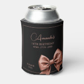 Chic Roos Gold Glitter Bow Sweet 16 Verjaardag Blikjeskoeler (Blikje Achterkant)