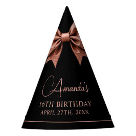 Chic Roos Gold Glitter Bow Sweet 16 Verjaardag Feesthoedjes