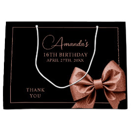 Chic Roos Gold Glitter Bow Sweet 16 Verjaardag Groot Cadeauzakje