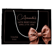 Chic Roos Gold Glitter Bow Sweet 16 Verjaardag Groot Cadeauzakje (Achterkant)