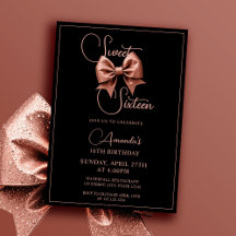 Chic Roos Gold Glitter Bow Sweet 16 Verjaardag