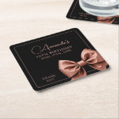 Chic Roos Gold Glitter Bow Sweet 16 Verjaardag Kartonnen Onderzetters (Schuin)