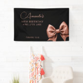 Chic Roos Gold Glitter Bow Sweet 16 Verjaardag Spandoek (Insitu)