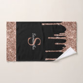 Chic Roos Gold Glitter Drift Black Monogram Naam z Bad Handdoek (Handdoek)