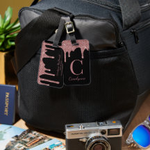 Chic Roos Gold Glitter Drift Monogram op zwart