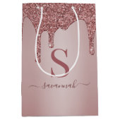 Chic Roos Gold Glitter Drift Sparkle Monogram Medium Cadeauzakje (Voorkant)