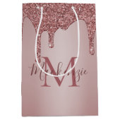 Chic Roos Gold Glitter Drift Sparkle Monogram Medium Cadeauzakje (Voorkant)