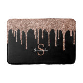 Chic Roos Gold Glitter Drift Sparkle Monogram Naam Badmat (Voorkant)