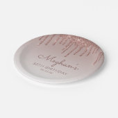 Chic Roos Gold Glitter Drip 30e verjaardag Papieren Bordje (Gekanteld)