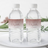 Chic Roos Gold Glitter Drip 40e verjaardag Waterfles Etiket