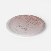 Chic Roos Gold Glitter Drip Graduparty Papieren Bordje (Gekanteld)