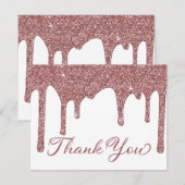 Chic Roos Gold Glitter Drips Party Bedankt (Voorkant / Achterkant)