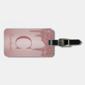 Chic Roos Gold Glitter Drivers Monogram Bagagelabel (Voorkant horizontaal)