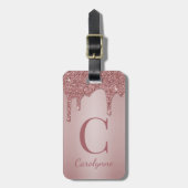 Chic Roos Gold Glitter Drivers Monogram Bagagelabel (Voorkant verticaal)