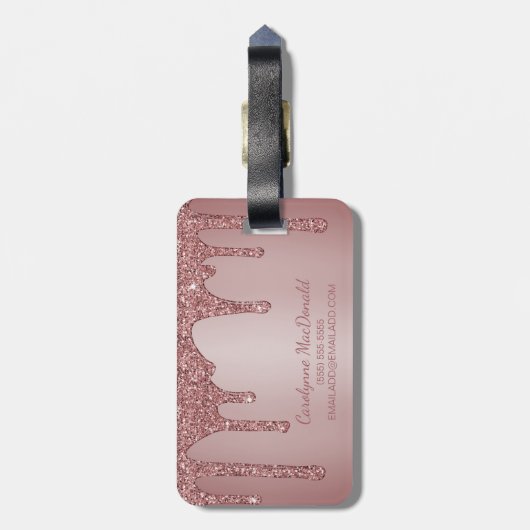 Chic Roos Gold Glitter Drivers Monogram Bagagelabel (Achterkant verticaal)