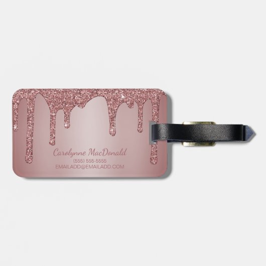 Chic Roos Gold Glitter Drivers Monogram Bagagelabel (Achterkant horizontaal)