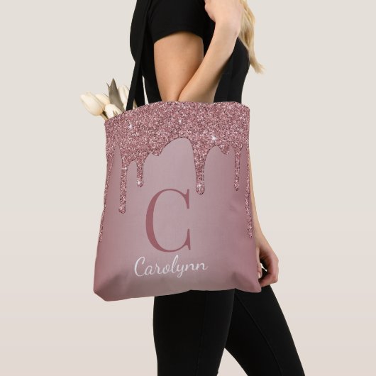 Chic Roos Gold Glitter Drivers Monogram Tote Bag (Dichtbij)