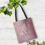 Chic Roos Gold Glitter Drivers Monogram Tote Bag<br><div class="desc">Chique Roos Goud Glitter Drips Monogram Canvas tas met mode faux blush roze/roos gouden glitter druppels op een chique achtergrond met uw aangepaste monogram en naam. Ontworpen door Cedar en String. Klik op de link "verder aanpassen" en gebruik de ontwerptool om het ontwerp aan te passen om het ontwerp verder...</div>