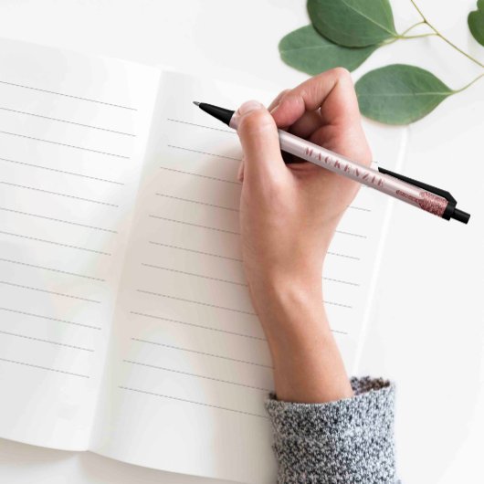 Chic Roos Gold Glitter Driving Luxe Zwarte Inkt Pen