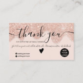 Chic roos Gold glitter druppelt in de zwarte orde Visitekaartje (Voorkant)