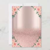 Chic Roos Gold Glitter Flowers 50e verjaardag Kaart (Achterkant)