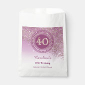 Chic Roos Gold Glitter, gestippeld Lijst 40e verja Bedankzakje (Voorkant)