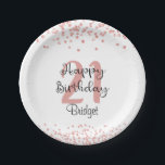 Chic Roos Gold Glitter HAPPY 21st BIRTHDAY Name Papieren Bordje<br><div class="desc">Viel een 21ste of om het even welke verjaardag met deze gepersonaliseerde borden van partijdocument die met roos goudglitter confetti en een modern, chic manuscript HAPPY BIRTHDAY titel worden ontworpen met hun leeftijd en naam of andere tekst worden gepersonaliseerd. Neem contact op met de ontwerper via Zazzle Chat of makeitaboutyoustore@gmail.com...</div>