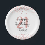 Chic Roos Gold Glitter HAPPY 21st BIRTHDAY Name Papieren Bordje<br><div class="desc">Viel een 21ste of om het even welke verjaardag met deze gepersonaliseerde borden van partijdocument die met roos goudglitter confetti en een modern, chic manuscript HAPPY BIRTHDAY titel worden ontworpen met hun leeftijd en naam of andere tekst worden gepersonaliseerd. Neem contact op met de ontwerper via Zazzle Chat of makeitaboutyoustore@gmail.com...</div>
