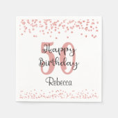 Chic Roos Gold Glitter HAPPY 50ste VERJAARDAG Naam Servet (Voorkant)
