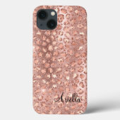 Chic Roos Gold Glitter Leopard Case-Mate iPhone Case (Achterkant)