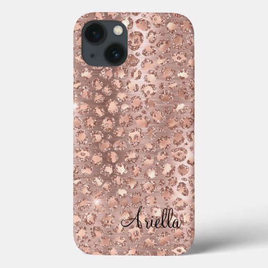 Chic Roos Gold Glitter Leopard Case-Mate iPhone Case (Achterkant)
