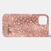 Chic Roos Gold Glitter Leopard Case-Mate iPhone Case (Achterkant (horizontaal))