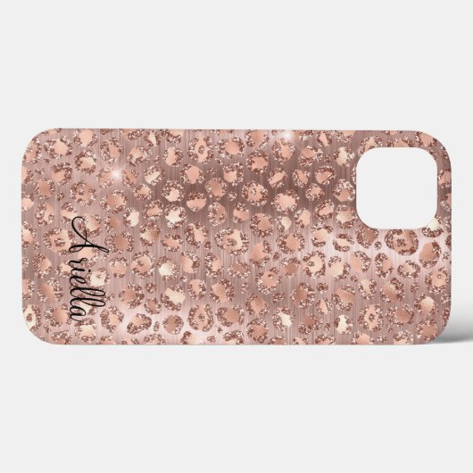 Chic Roos Gold Glitter Leopard Case-Mate iPhone Case (Achterkant (horizontaal))