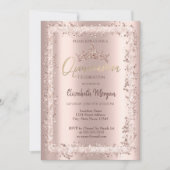 Chic Roos Gold Glitter Lijst Crown Quinceañera Kaart (Voorkant)