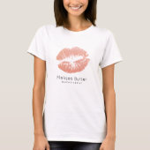Chic Roos Gold Glitter Lips Makeup Artist T-shirt (Voorkant)