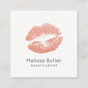 Chic Roos Gold Glitter Lips Makeup Artist Vierkante Visitekaartje