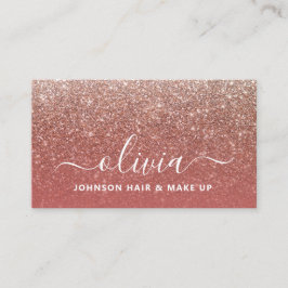 Chic Roos Gold Glitter Makeup Artist Hair Stylist Visitekaartje