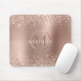 Chic Roos Gold Glitter Metallic Monogram Muismat
