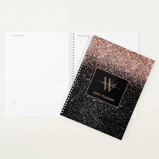 Chic Roos Gold Glitter Monogram Name 2022 Planner (Display)