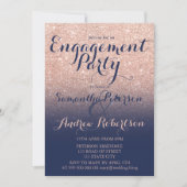 Chic roos Gold glitter navy blue verlofpartij Kaart (Voorkant)