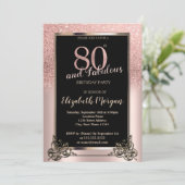 Chic Roos Gold Glitter Ombre 80e verjaardag Kaart (Staand voorkant)