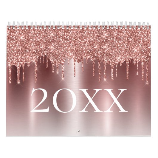 Chic Roos Gold Glitter Ombre Blush Pink Monogram Kalender (Hoes)