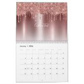 Chic Roos Gold Glitter Ombre Blush Pink Monogram Kalender (Jan 2026)